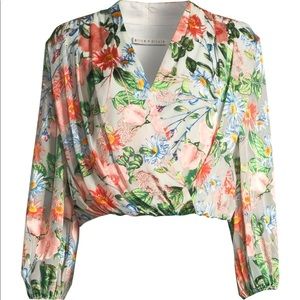 Alice + Olivia NWT Floral Fields Blouson Top, Size XS